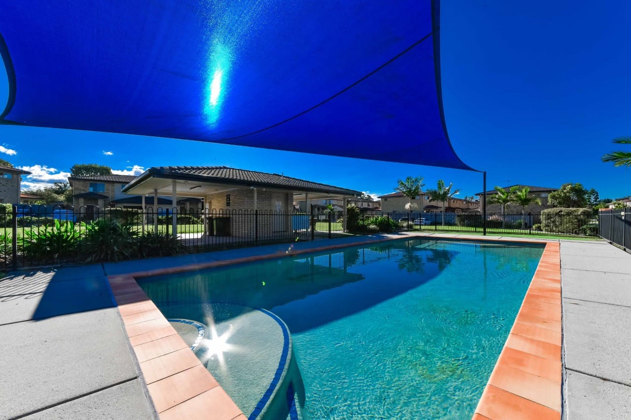 Fenced pool and shelter